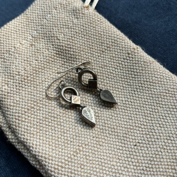 Patricia Locke Silver Two Tone Halloween Black Orange Crystal Dangle Earrings - Picture 3 of 3